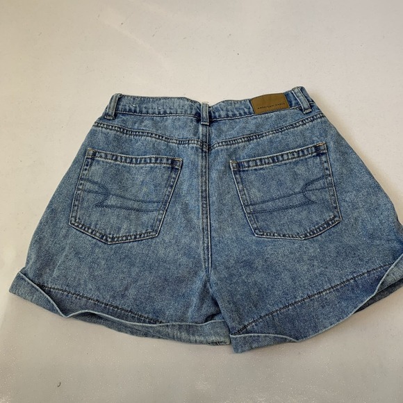 American Eagle Mom Short Woman 00 High‎ Rise Denim Blue Pleats Pockets  Beach - Picture 4 of 12